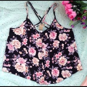 American Eagle Strappy Floral Button Down Tank